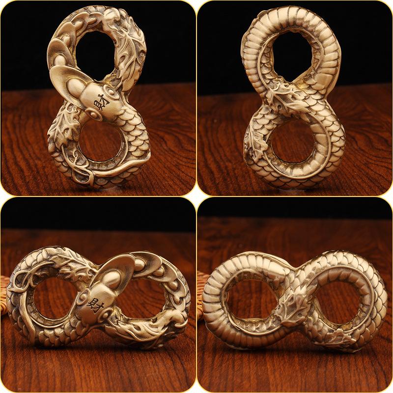 Brass Gold Snake Hand Handle Piece Exercise Finger Activity Metal Handicraft Decompression Artifact Pure Copper Ingot Snake Bronze Artifact