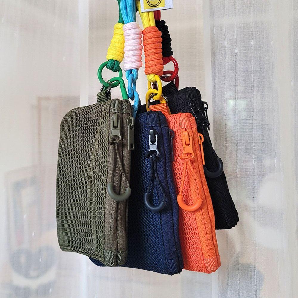 Candy Color Mini Coin Purse Large Capacity Visible Makeup Pouch Mesh Storage Bag Headphone Bag