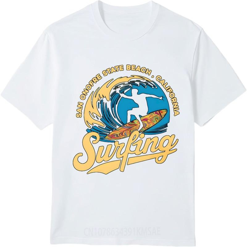 Casual Tee Travel For men Crew Neck tshirt Oversized Surfing Wave Rider San Onofre Beach California Anime For him Top tees