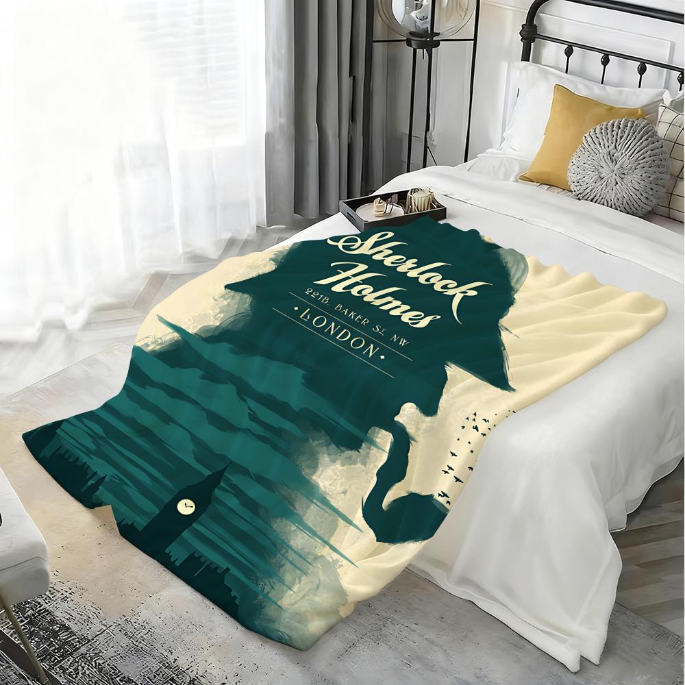 Classic TV S-Sherlock Holmes Throw Kid-Friendly Flannel Throw Blanket Soft Warm Anti-Static Washable All Season