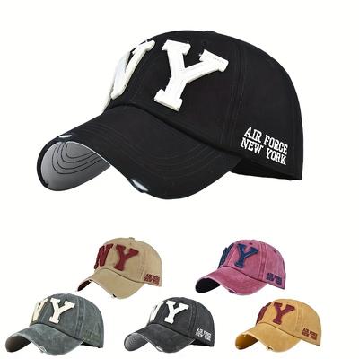 1pc Colorful Letter NY Baseball Cap with Cartoon Embroidery, Adjustable Size, Outdoor Sports and Fitness Duckbill Hat