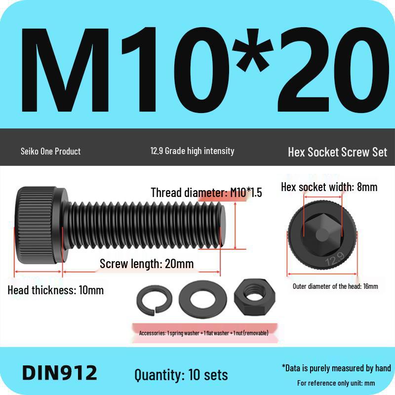12.9 High Strength Socket Head Cap Screw and Nut Set M8-M16.