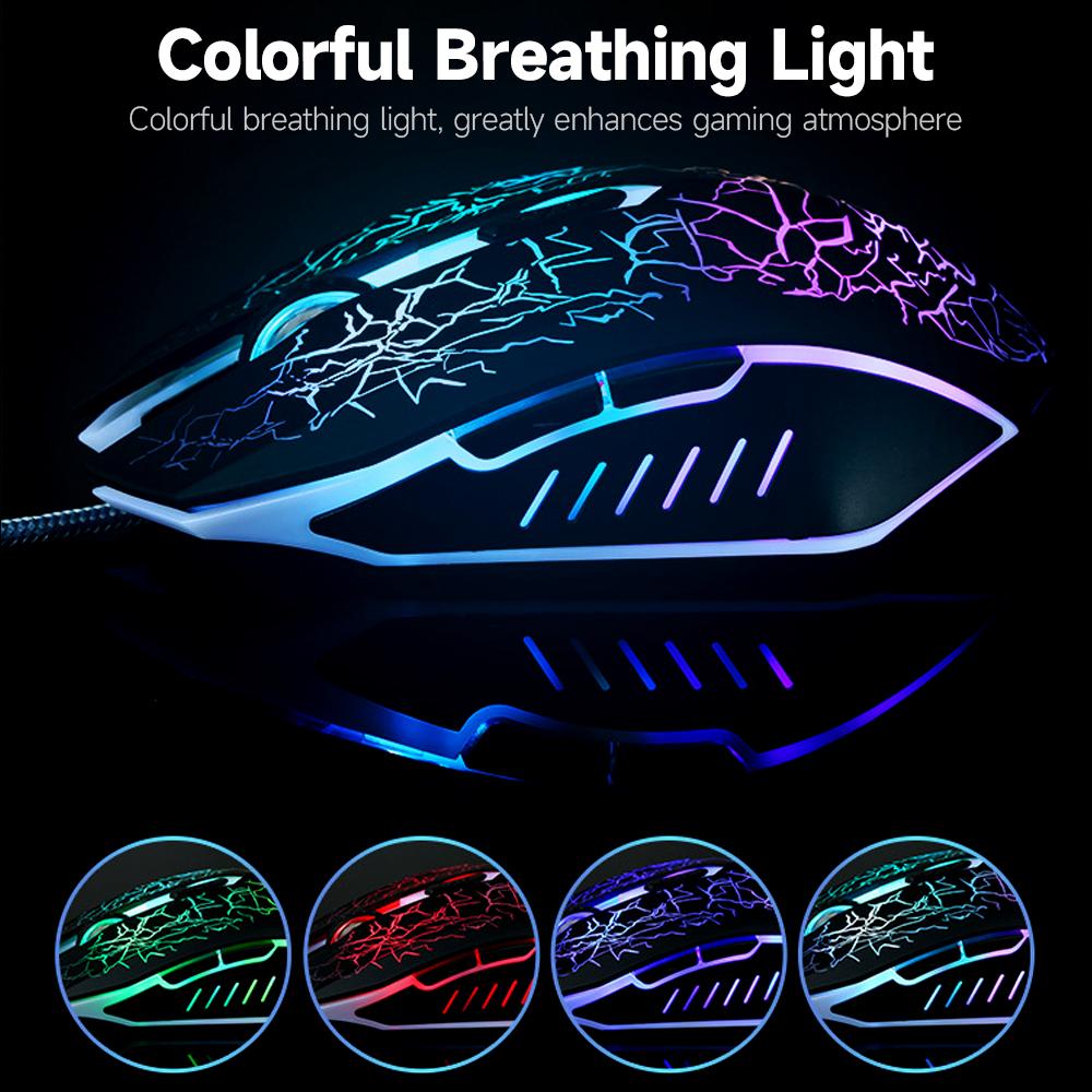 Wired Gaming Mouse Optical Mouse Game level Engine Colorful Breathing Light 4 gear Adjustable movement speed Ergonomic