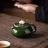 Emerald Green Handmade Ceramic Flower Teapot with Gift Box - Perfect for Gongfu Tea and Business Souvenir Sets.