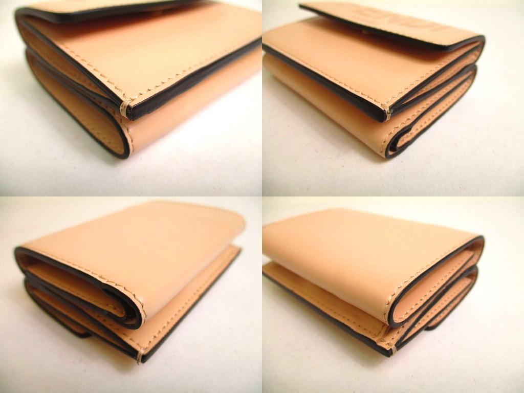 Authentic FENDI ROMA Light Pink Leather Trifold Wallet Compact Wallet #a138  Refurbished