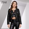 ziai New Spring Autumn Women Short Faux Leather Jacket Casual PU Coat Loose Motorcycle Jackets Fashion Streetwear Oversized Korean Coat YDP-21597