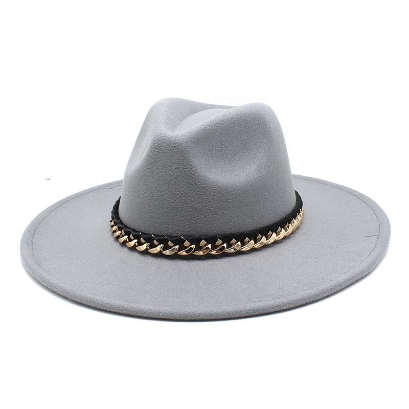 2022 Men'S And Women'S Chain Top Hat Flat Edge Straight Edge Peachheart Top Woolen Jazz Hat