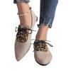 Large size leopard print single shoes women's autumn new pointed flat bottom suede casual shoes comfortable and breathable women's shoes