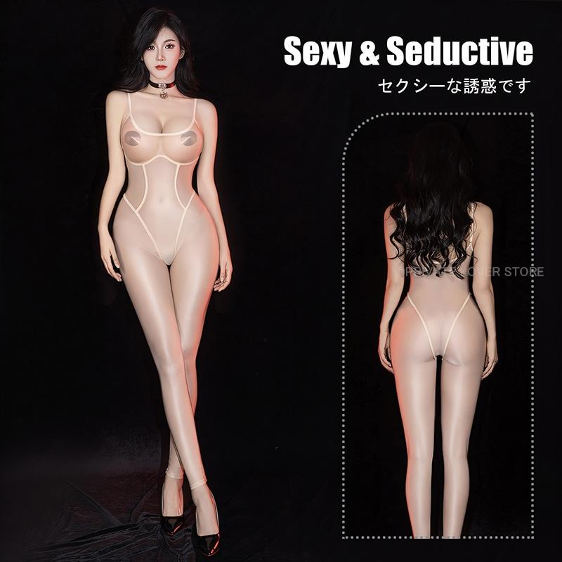 Sexy Oil Shiny Glossy Bodysuit Women Jumpsuit Bodystockings Female See Through Tights Leotard Erotic Lingerie Sex Porn Costumes