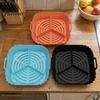 Nonstick Grilling Tray 2PCS Air Fryer Silicone Baking Pan with Handles, Square And Rectangular Microwave Safe Oven Set, Liner for Roasting Steaming