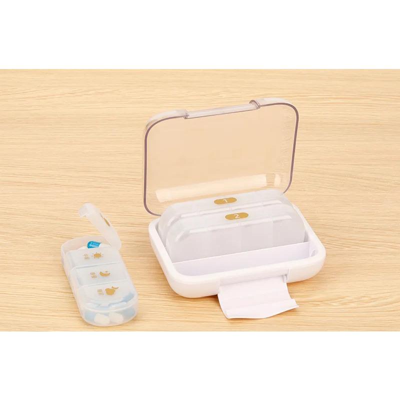 Heti gyógyszeradagoló 4-szer naponta gyógyszeres doboz hordozható utazó gyógyszertartó halolajok vitamin gyógyszeres doboz tartó pastillero