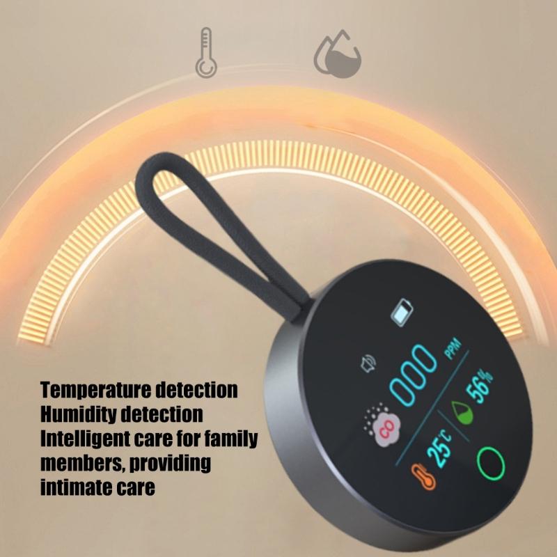 Leicht zu tragender Kohlenmonoxid-Alarm mit Digitalanzeige Kleine kreisförmige Gasmelder für Küche, Outdoor-Reisen, Sicherheit