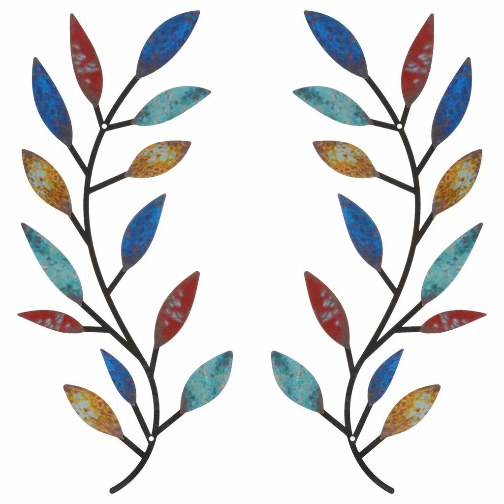 2Pcs Metal Wall Art Leaf Branch Decor Olive Tree Leaves Wall Sculpture for Living Room/Home Decoration