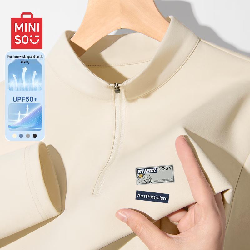 MINISO Men s Long Sleeve Stand Collar Half-Zip Training T-Shirt XL