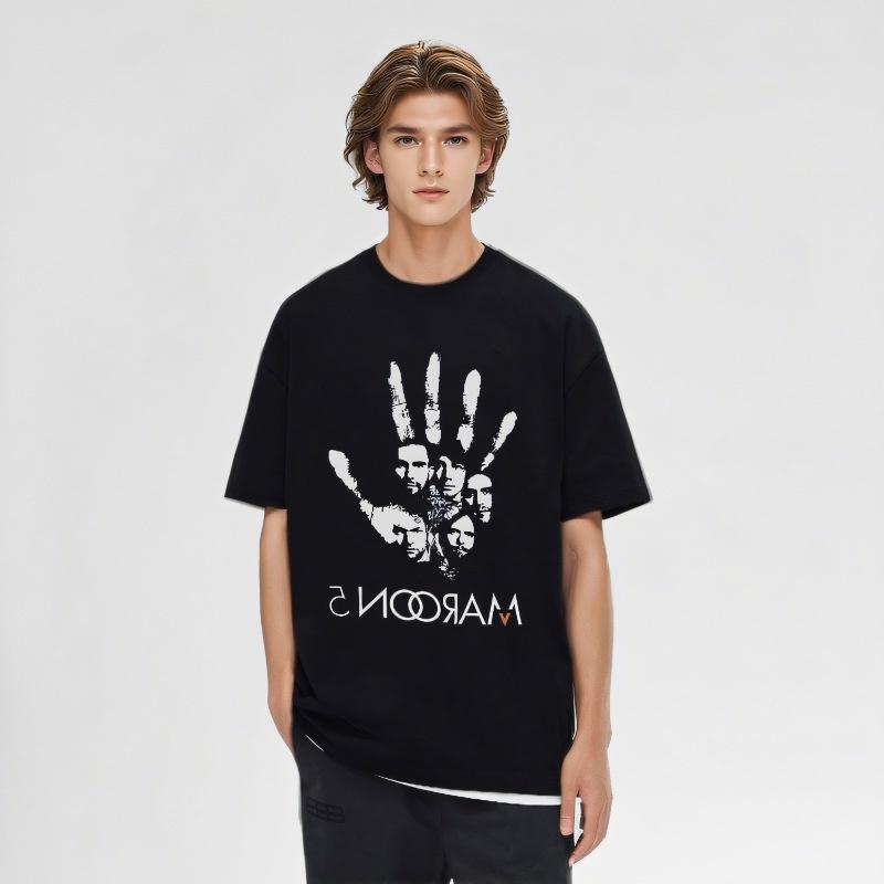 

Maroon 5 Magic Red Band Tshirt Rock American Heavyweight LooseFitting Short Sleeve Vintage S разноцветный