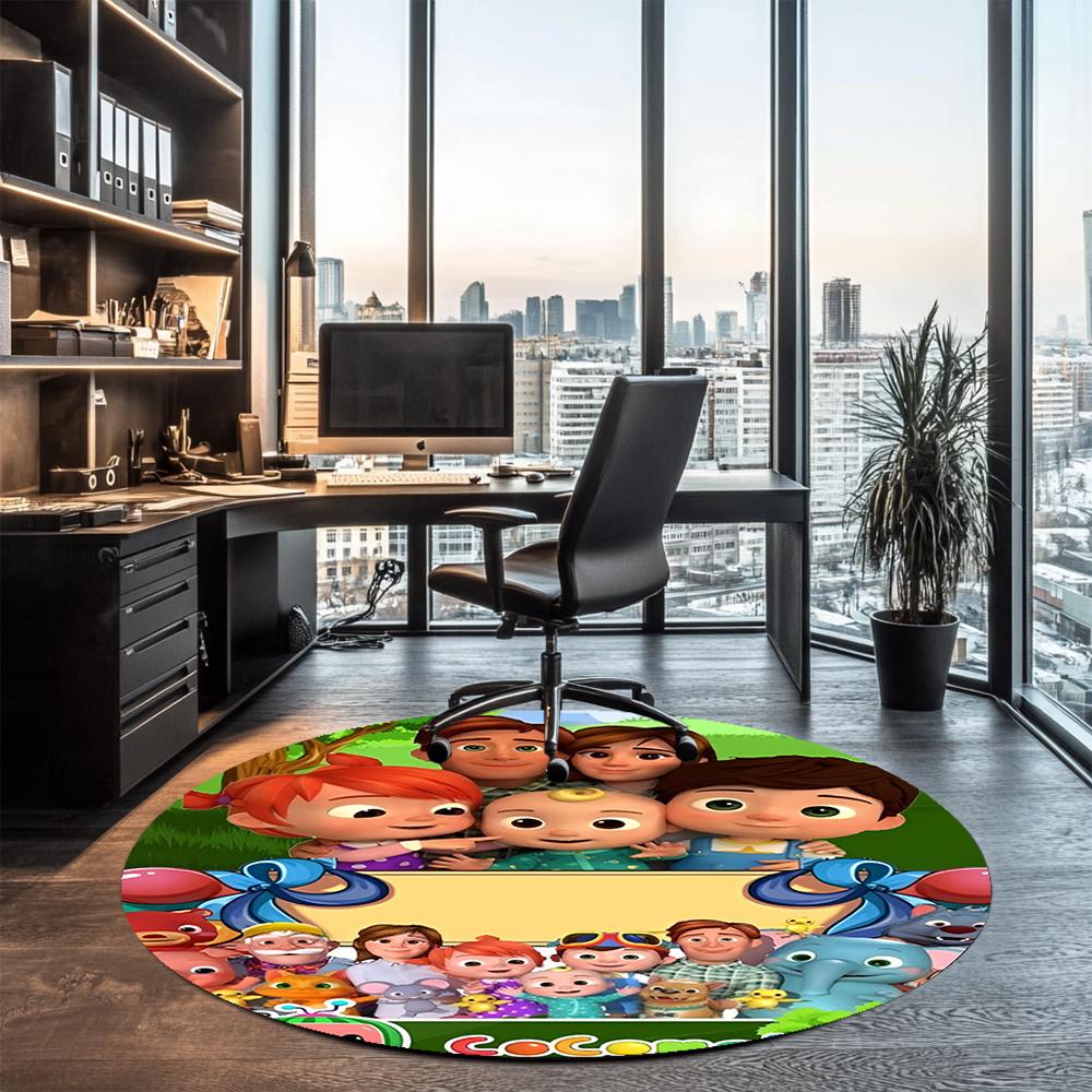 Cocomelon Printed Round Rug Carpet Chair Rug Area Rug Entryway Doormats,for Office Chair Living Room Bedroom Kitchen Room.