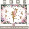 2D Fairy Backdrop, Pink Gold Glitter Fairy Floral Photography Background Banner