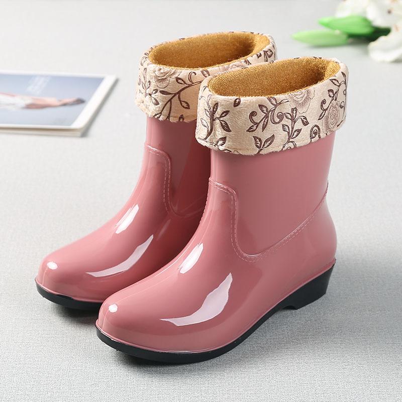 Four Season Warm Water Shoes, Midsole Anti Slip Rain Shoes, Korean Version Women's Rain Boots, Waterproof Wash Shoes, Work Shoes