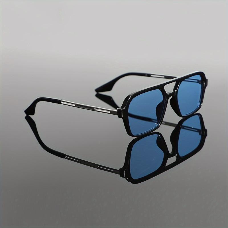 Non-polarized Casual Style Men Square Frame Dual Beam Fashion Sunglasses for Running, Anti Glare Hollow Men Shades