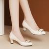 Middle Heel Women's Single Shoes Comfortable Non-slip Work Shoes Thick Heel Shallow Mouth Versatile Women's Leather Shoes