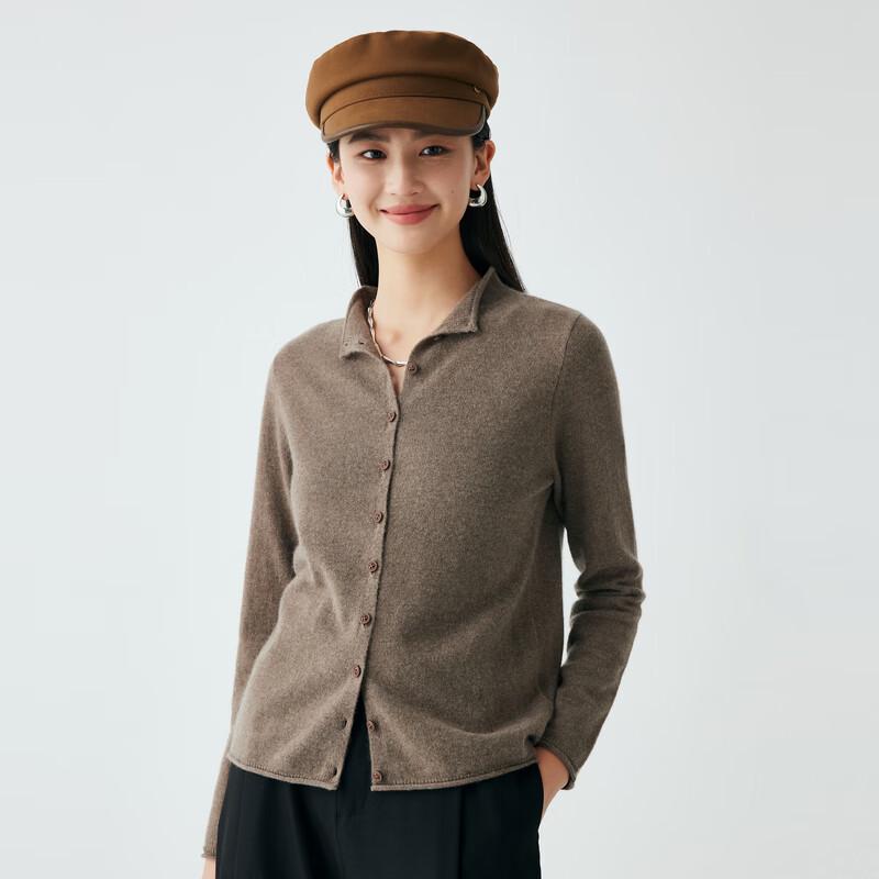 

PALUOPO Women s 2025 Autumn/Winter 100% Cashmere Round Neck Cardigan L