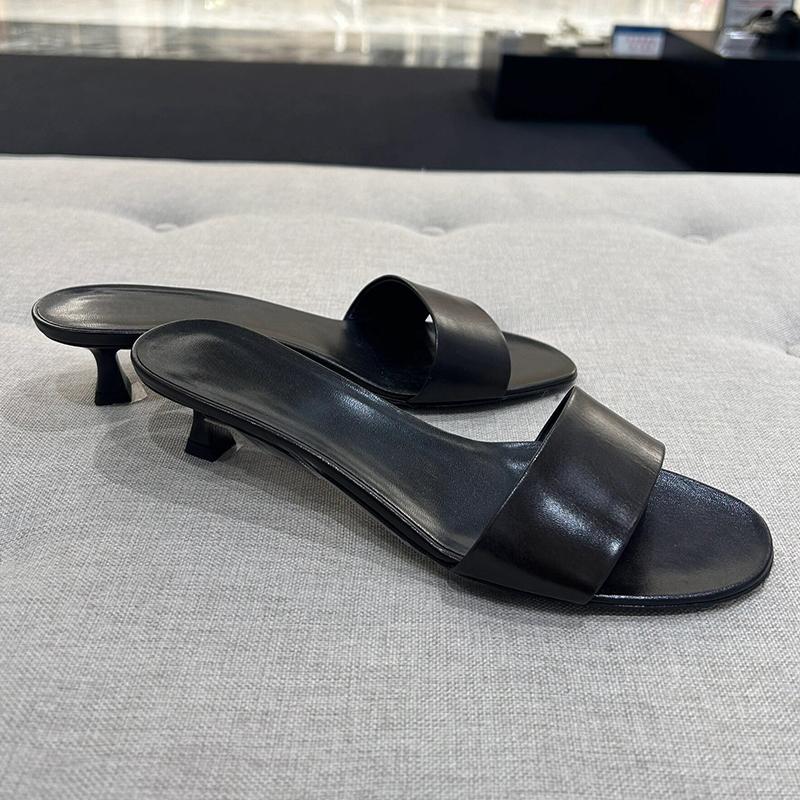 Summer Low Heel Slippers for Women Elegant Outdoor Open Toe Dress Shoes Street Style Ladies Slides