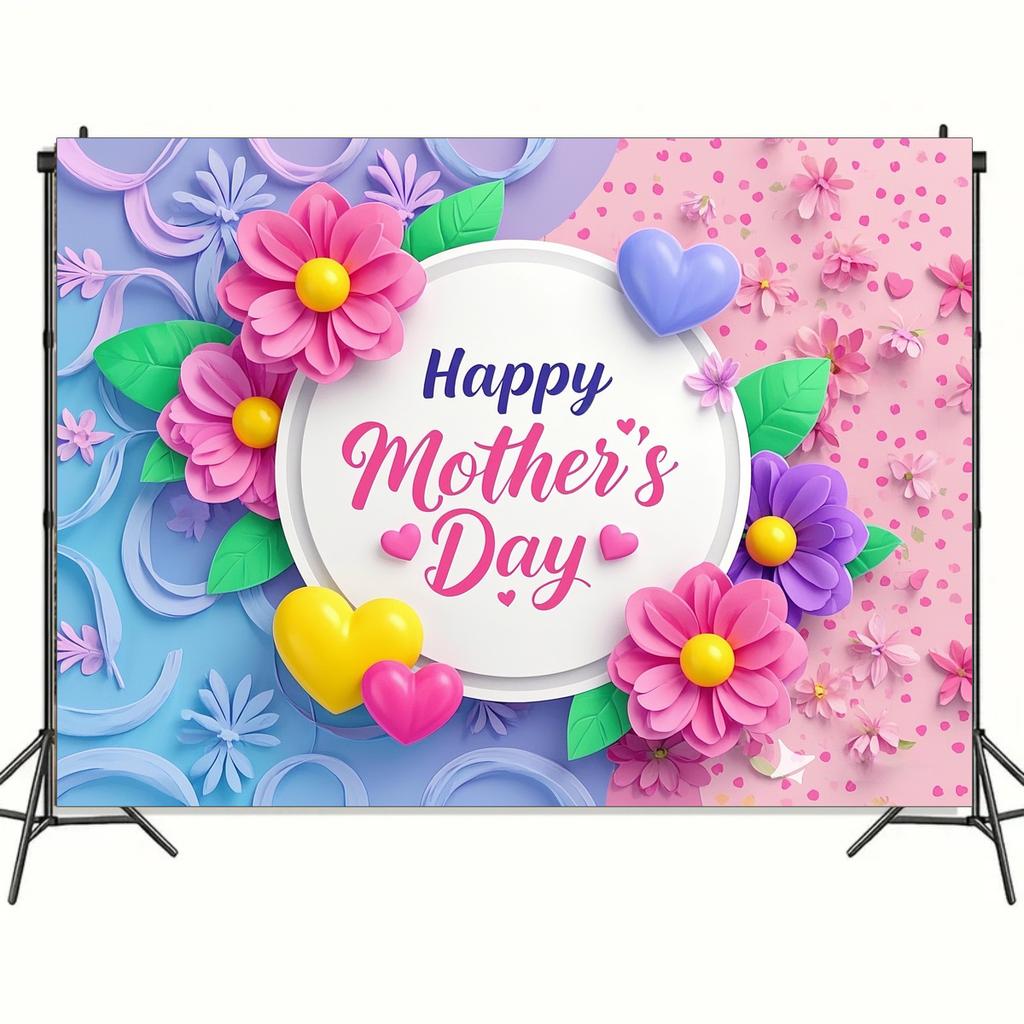 Frohen Muttertag Blumenhintergrund - Rosa & Lila Blumendesign für Fotostudios, Geburtstage, Jubiläen und Ganzjahresnutzung, Muttertagsgeschenk