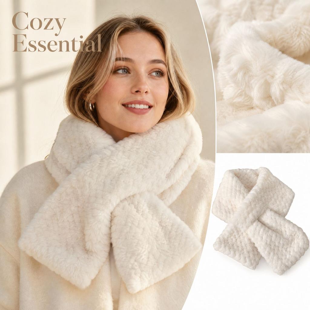 Women's Versatile Thick Fuzzy Neck Warmer, Cute Neck Cover Scarf for Cold