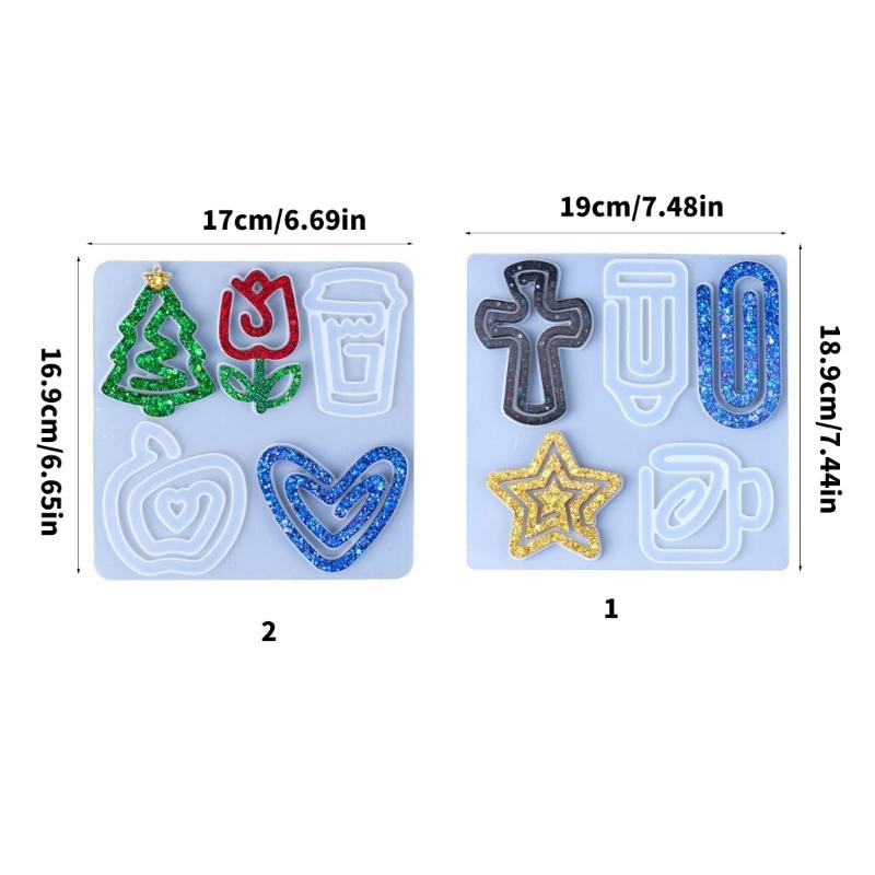 Earrings Silicone Molds Jewelry Making Mold Paper Clip Shape Pendant Moulds Silicone Texture Present for Art Enthusiasts