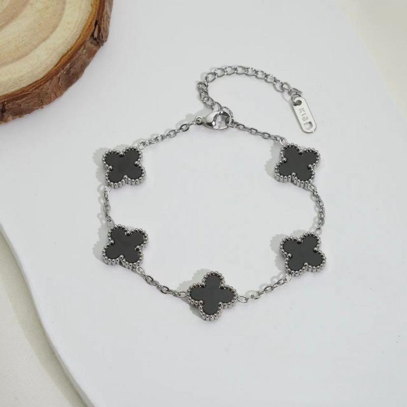 Classic 13mm Titanium Steel Double-sided Four-leaf Clover Bracelet Fashionable Light Luxury Women's Versatile Jewelry