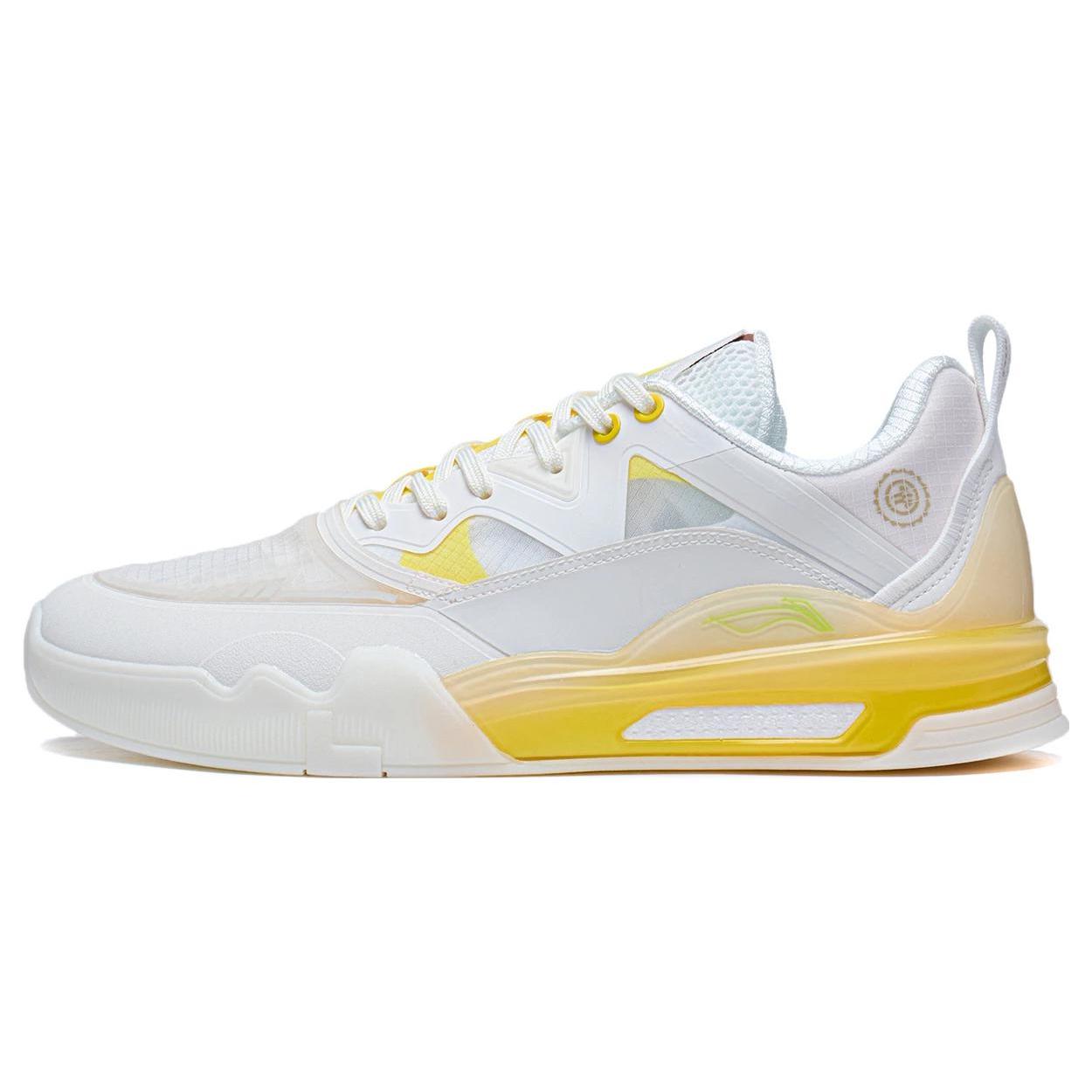 

new Erik Ellington x LiNing Anti Slip Wear Resistant Low Top Skateboard Shoes Men s White Yellow 39.5