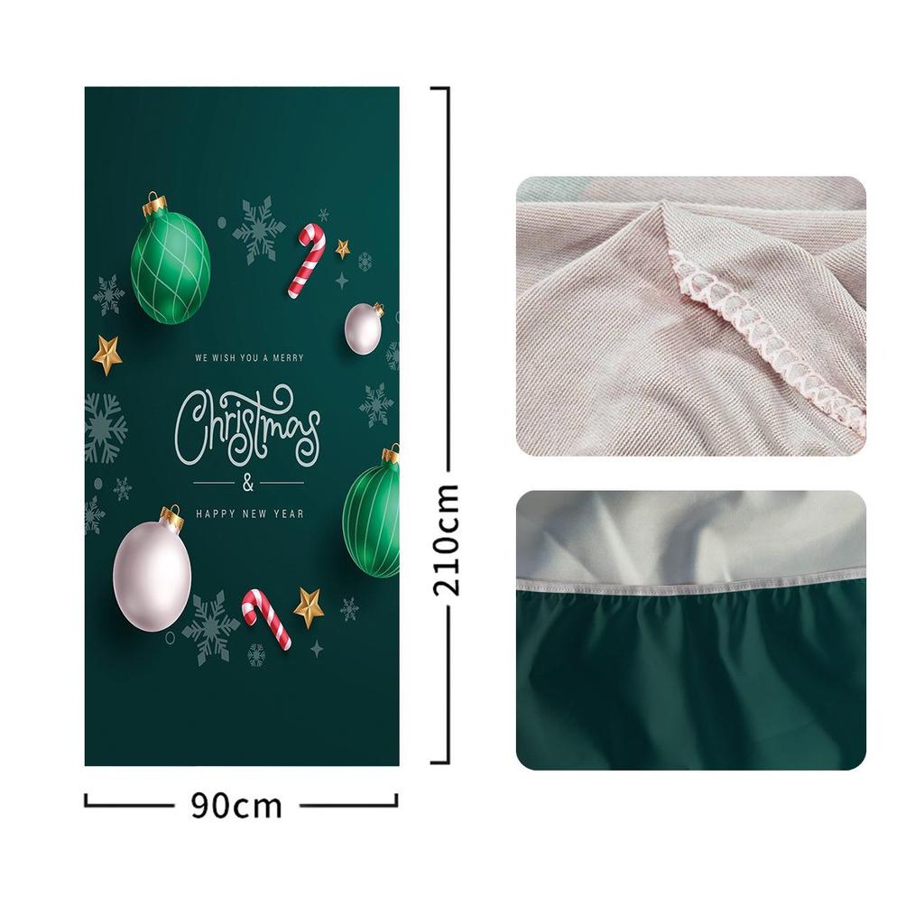Four-Sided Stretch Christmas Door Cover - Easy Install with Festive Pattern
