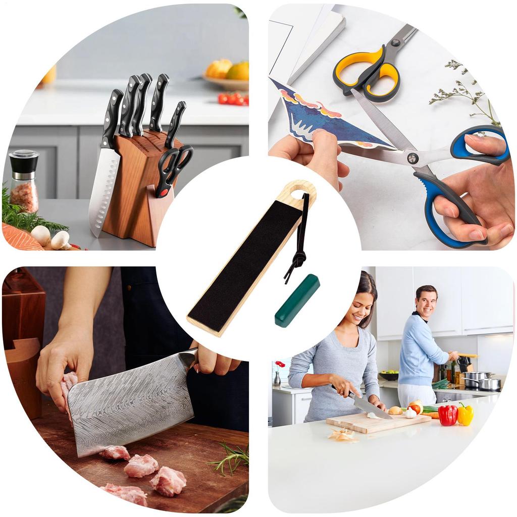 Abziehleder Doppelseitiger Küchenschärfer PU-Leder Meißelschärfset Mit Polierpaste Für Zuhause Küche