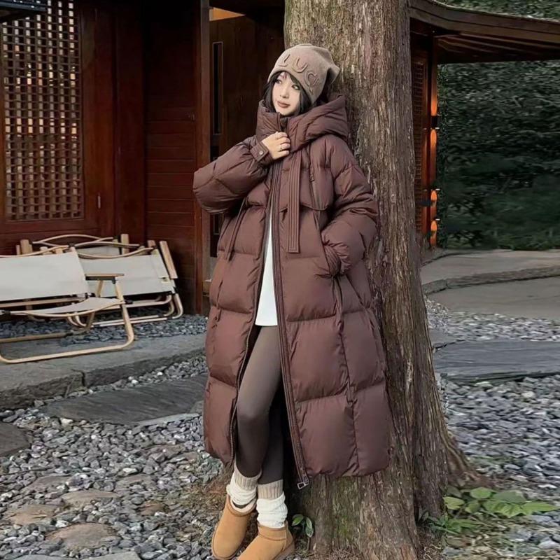 Winter Cotton-padded Jacket Korean Version of The Thick Cotton-padded Jacket Long Over-the-knee Hooded Down Padded Jacket