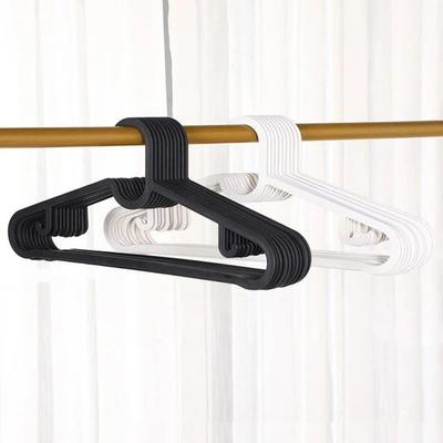 10 Pcs Portable Non-slip Clothes Hanger Black/White Plastic Clothes Drying Rack Adult Size Household Clothes Rack Household Use