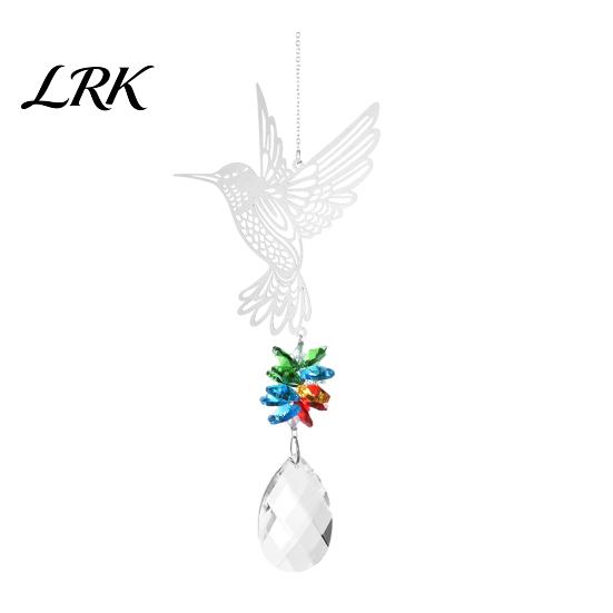 Faux Crystal Suncatcher Hanging Metal Hummingbird Suncatcher, Prisms Window Colorful Light Prism Decor Rainbow Maker Ornament for Garden, Home