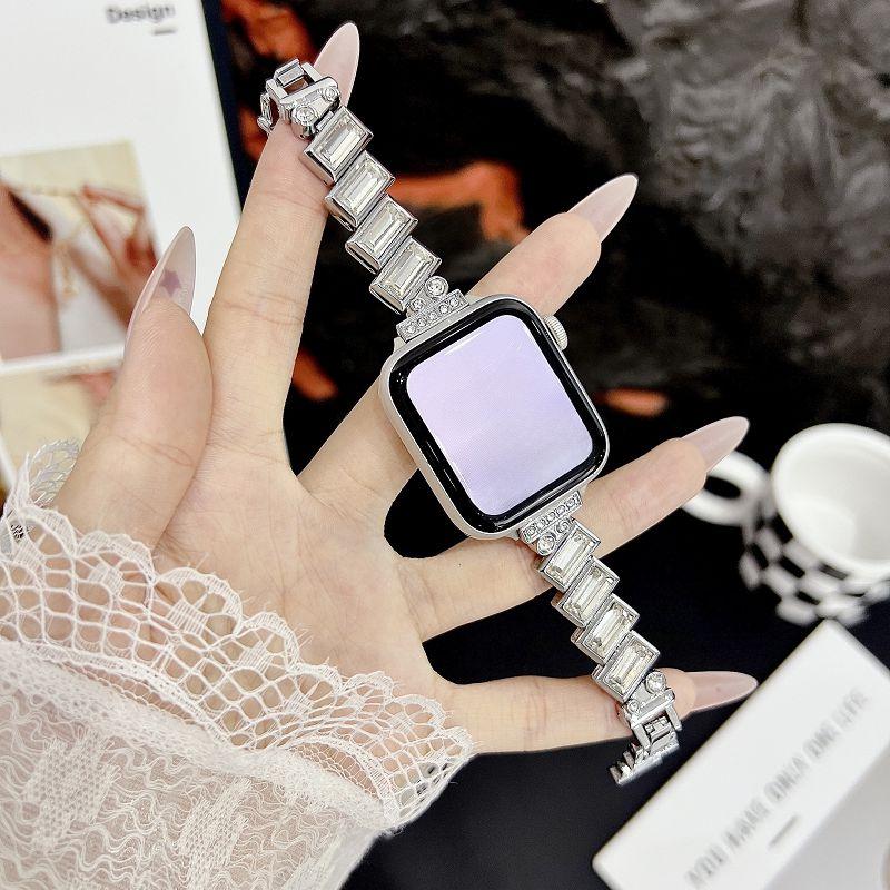 

Bling Diamond Band for Apple Watch Bands 49 46 45 44 42 41 38mm Bracelet Jewelry Metal Wristband Strap for iWatch S11 10 9 8 7 6 iwatch S10 46mm срібний