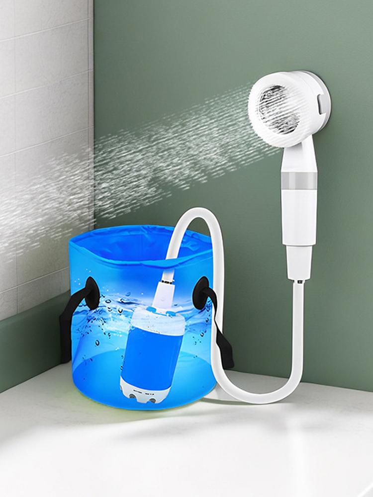 Camping Shower Pump Rechargeable Portable Shower Pump Portable Outdoor Shower Head Sprayer for Hiking Car Wash Pet Cleaning