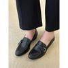 Coarse Heel Retro-style Women's New Trendy All-purpose Slip-on Leather Shoes