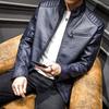 Men's leather jacket, locomotive jacket, men's spring and autumn slim-fitting trend, new handsome warm pu leather jacket men