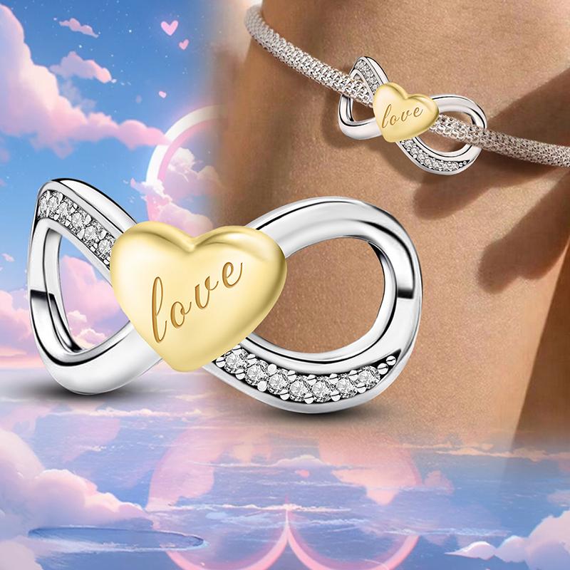 Copper Romantic Infinite Love Luminous Bow Series Bead Diy Bracelet Bangle Making Gift Of High Quality Fine Jewelry