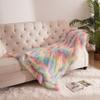 NOAHAS Colorful Plush Hairy Thick Large Blanket Bedding Sofa Cover Furry Fuzzy Throw Blanket with Pom Poms For Decorative Sofa