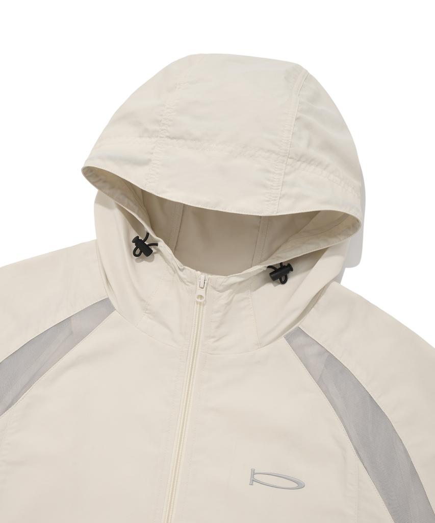 Physical Department Color Block Mesh Hoodie Track Jacket Ivory