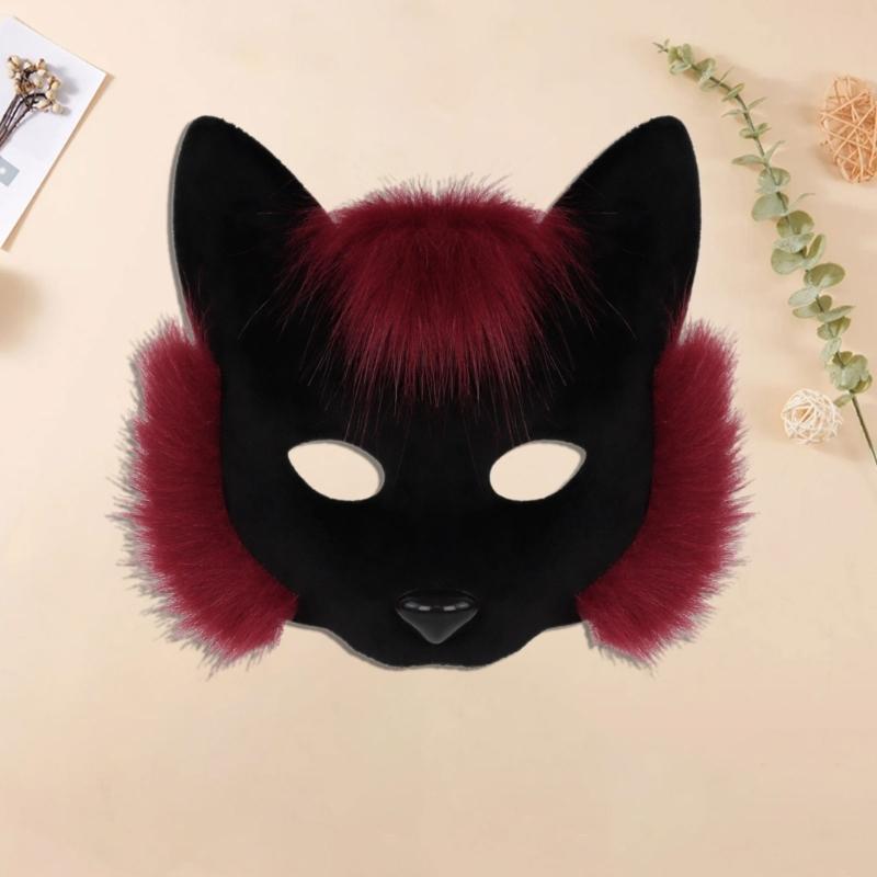 Half Face Foxes Mask Plastic Lightweight Comfortable Cosplay Costume Accessory For Halloween Party