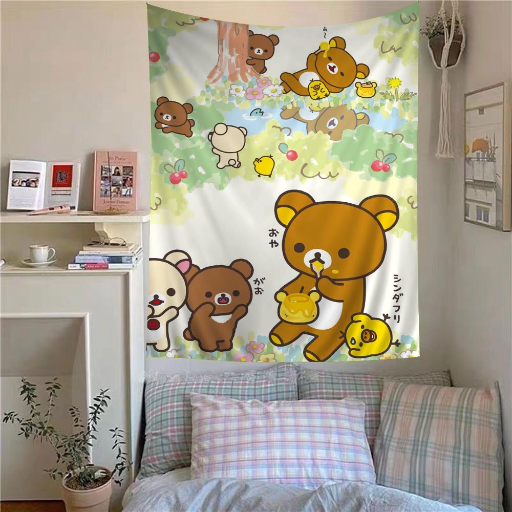 Cute Cartoon Rilakkuma Colored Parrot Printed Wall Tapestry  Multiuse Decor Blanket for Science Fiction Room Home Decor