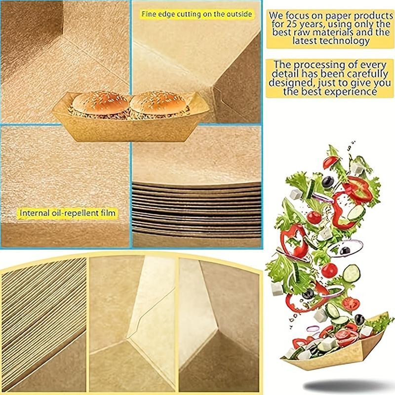 50 Stück Küche Einweg Snackschalen Gebäckteller Kraftpapier Dessert Kuchen Lebensmitteltablett Ölfest Pappschalen Party Geschirr