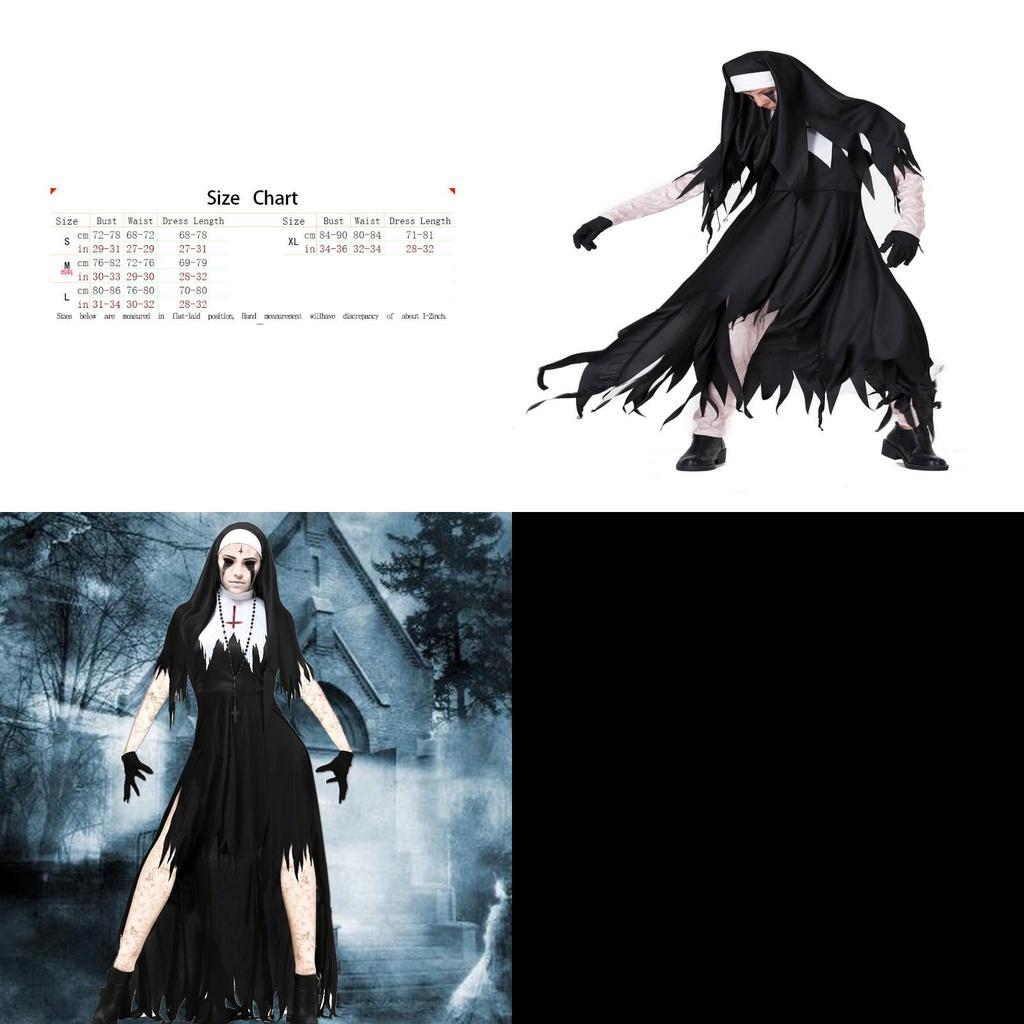 Scary Nun Costume For Women Halloween Cosplay Outfit For Scary Fun
