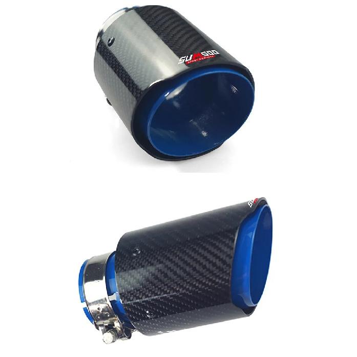 SUMSOO genuine red/blue stainless steel glossy carbon fiber car exhaust pipe modified universal accessories muffler tail tip