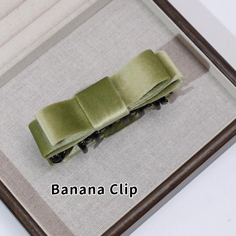 Korean Double-Sided Velvet Bow Banana Clip Women'S Autumn And Winter Temperament Elegant Ponytail Vertical Clip Hair Accessories