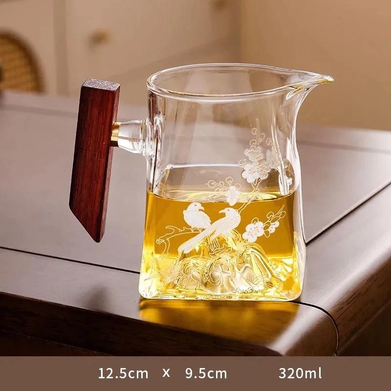 Japansk värmebeständig tekanna i glas med handtag & rättvisekopp – Glas teservis för bryggning